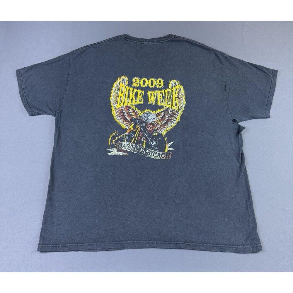 Rare Vintage Y2K Bike Week 2009 Daytona Beach Eagle Thrashed Faded Black XL Tee